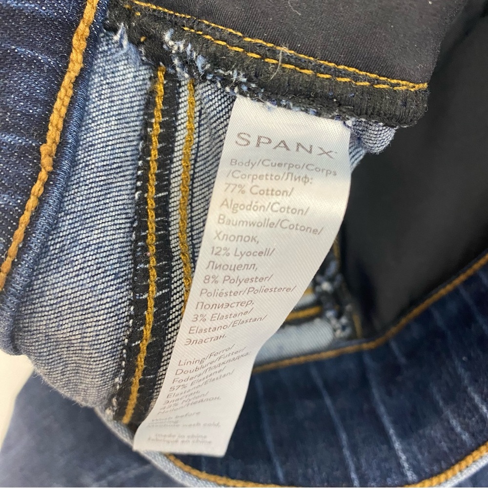 SPANX Distressed Ankle High Rise Skinny Jeans: Medium Wash - Picture 14 of 14